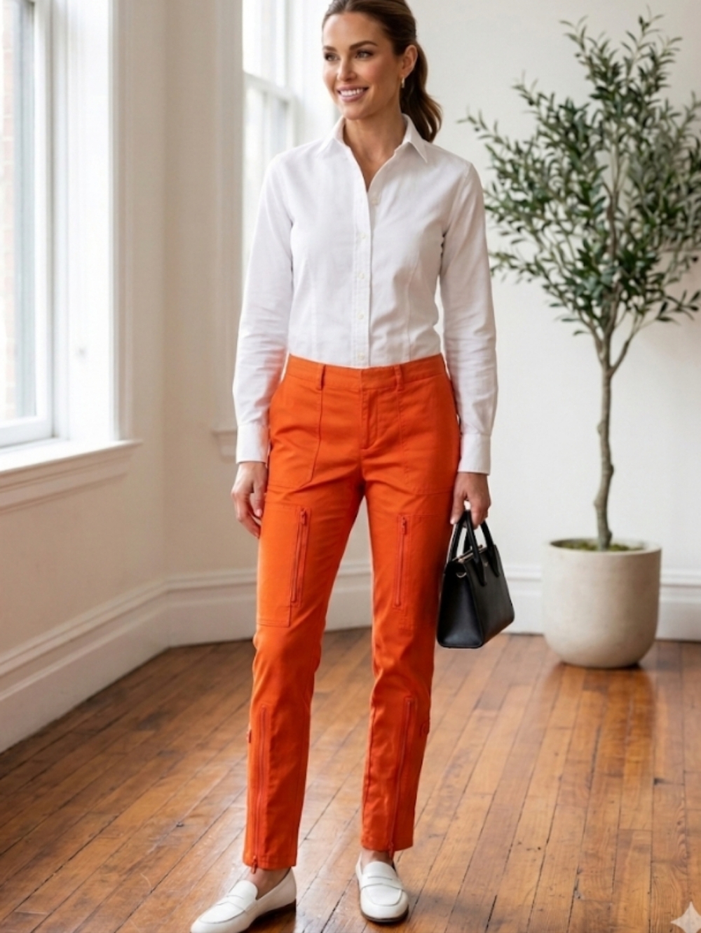 Ralph Lauren Collection Orange Zipper Cargo Pants Purple Label Size 4